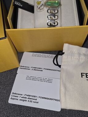Fendi Silver-Tone Bracelet with Green Accent